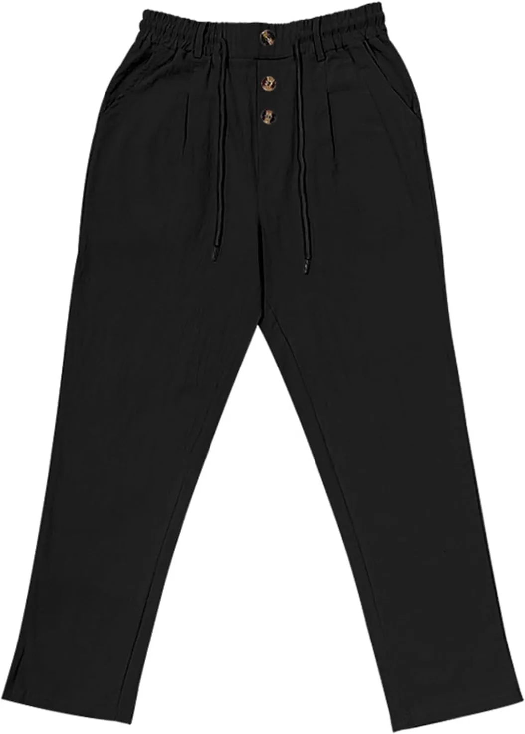 2025 Men's Casual Beach Pants Button Loose Fit Breathable Linen Pants