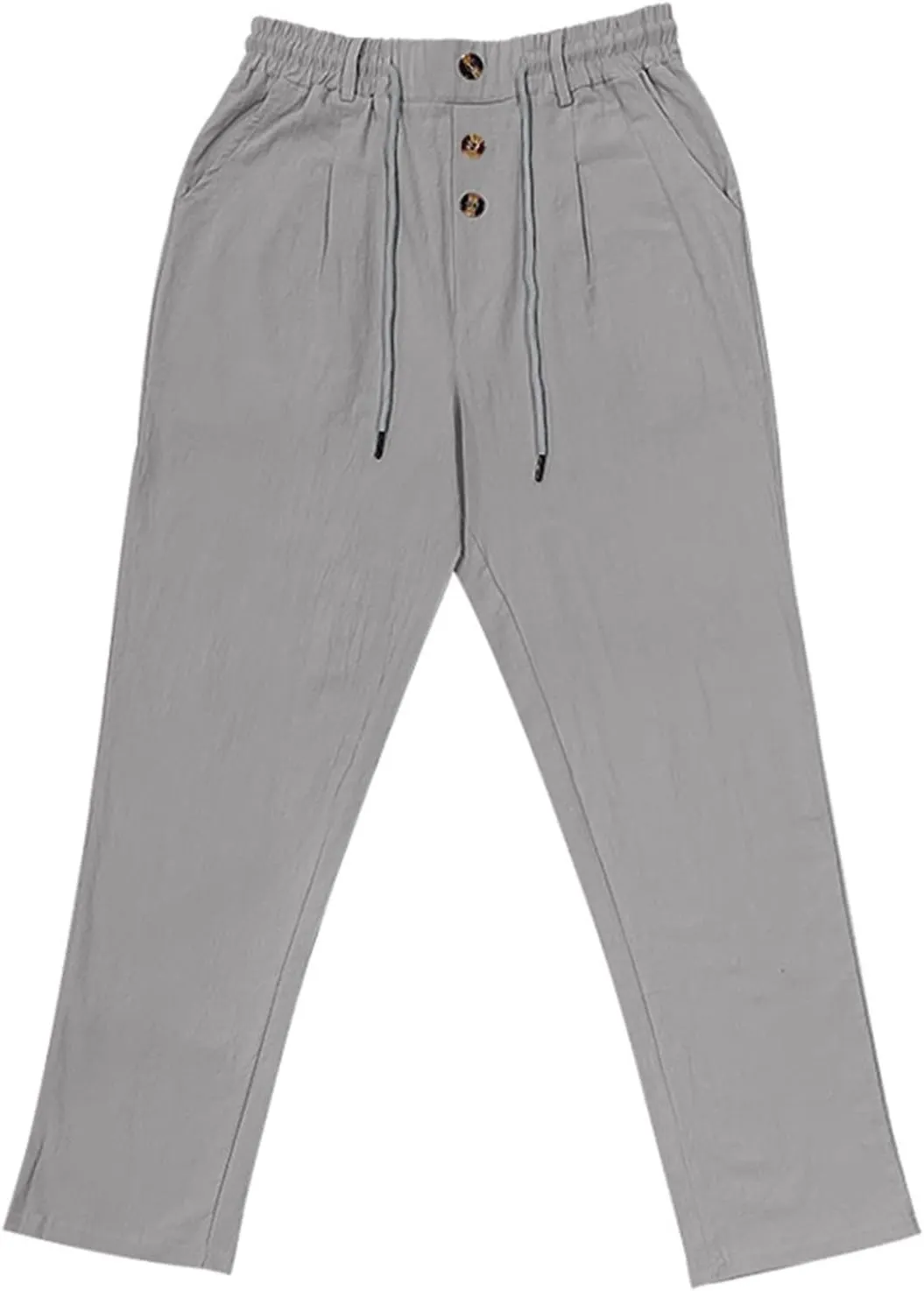 2025 Men's Casual Beach Pants Button Loose Fit Breathable Linen Pants