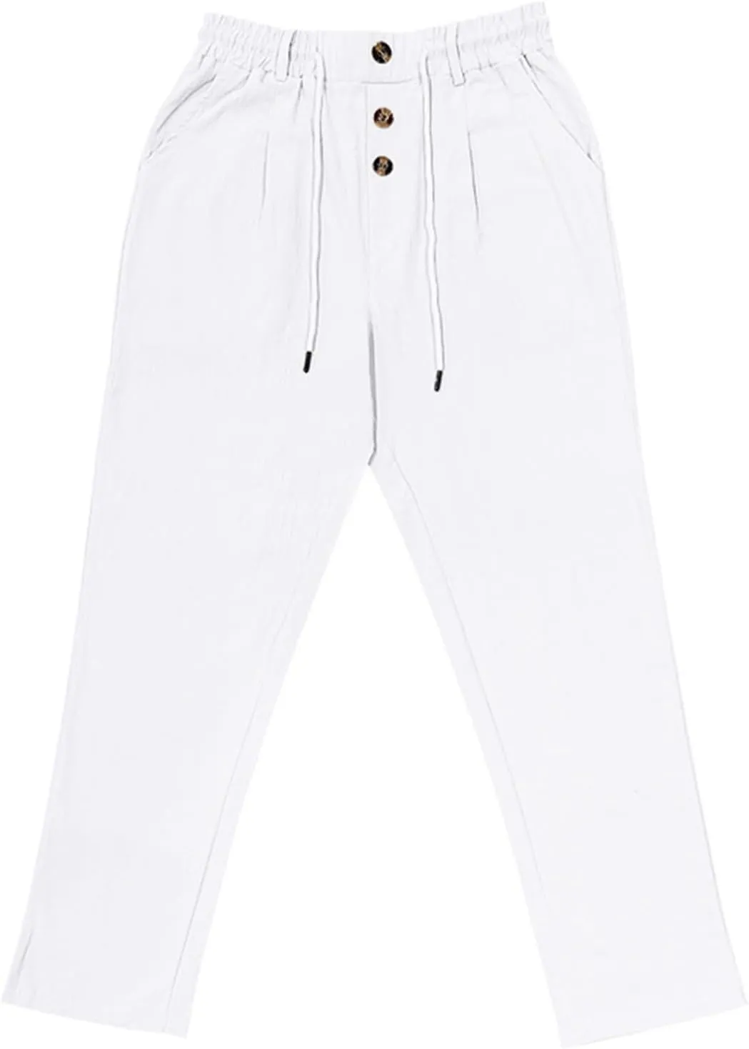 2025 Men's Casual Beach Pants Button Loose Fit Breathable Linen Pants