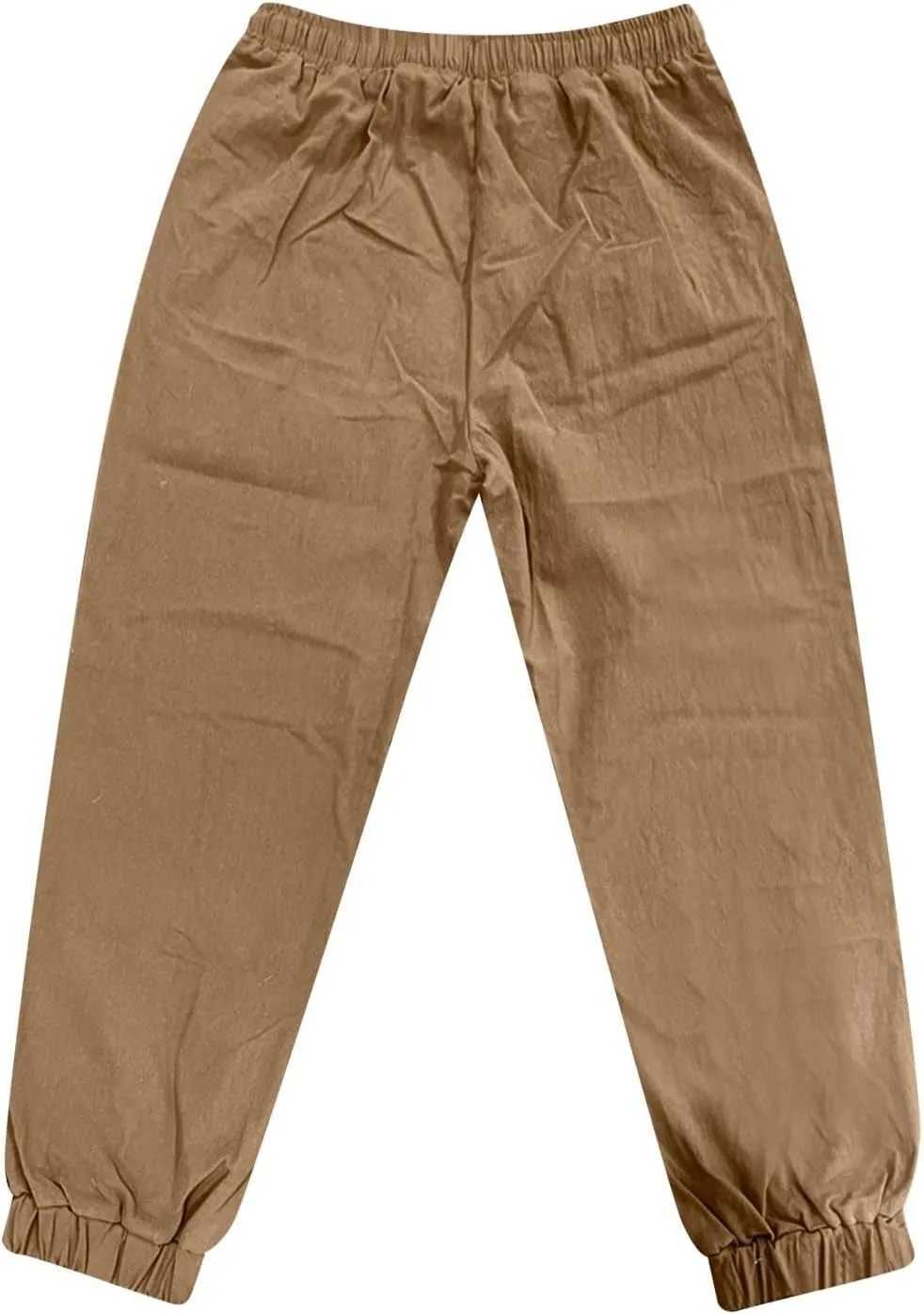 2025 Men's Cotton and Linen Solid Color Pants Drawstring Breathable Slim Fit Pants
