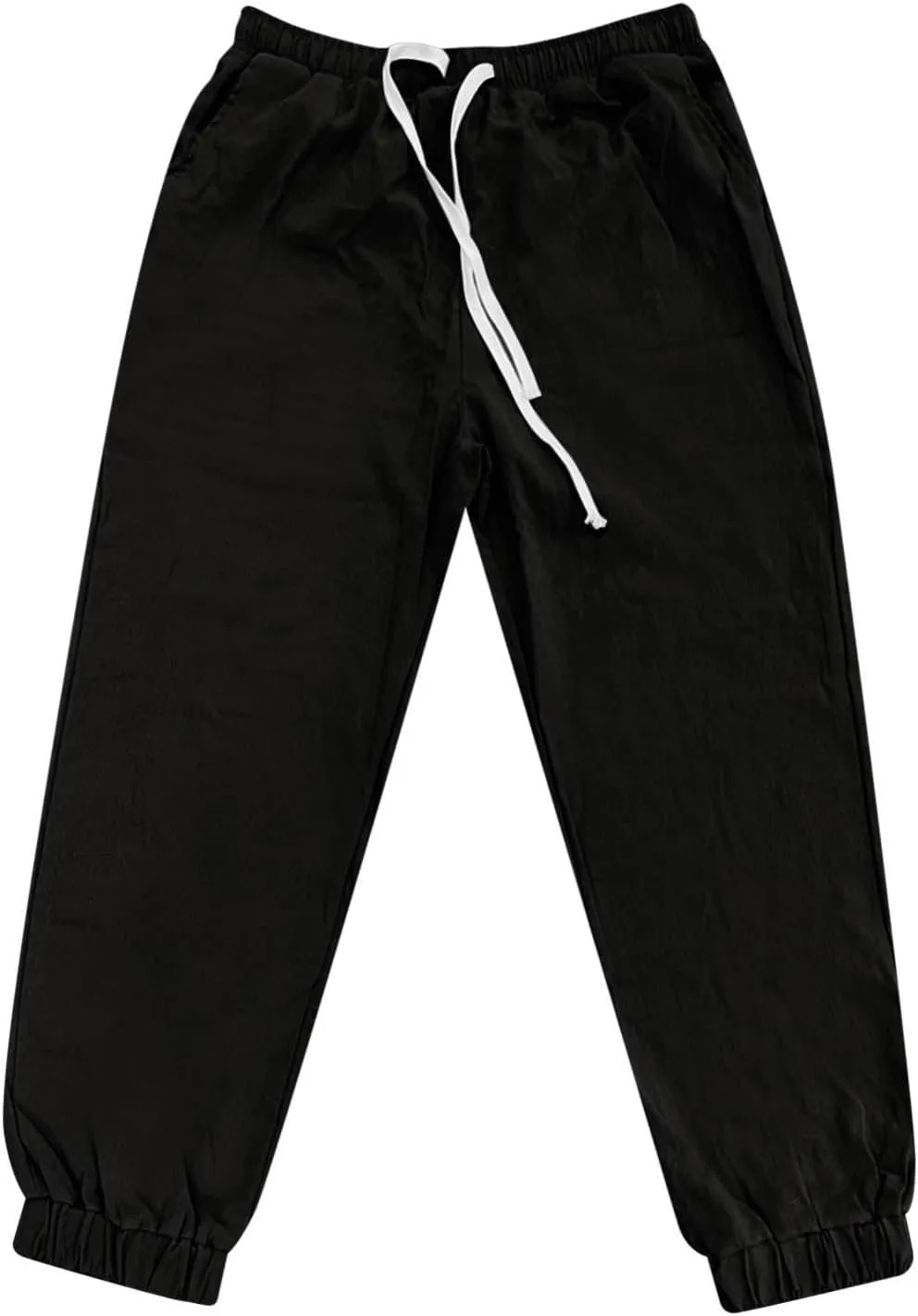 2025 Men's Cotton and Linen Solid Color Pants Drawstring Breathable Slim Fit Pants