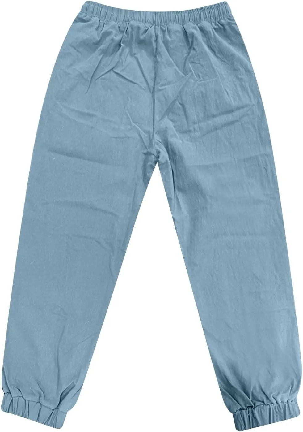 2025 Men's Cotton and Linen Solid Color Pants Drawstring Breathable Slim Fit Pants
