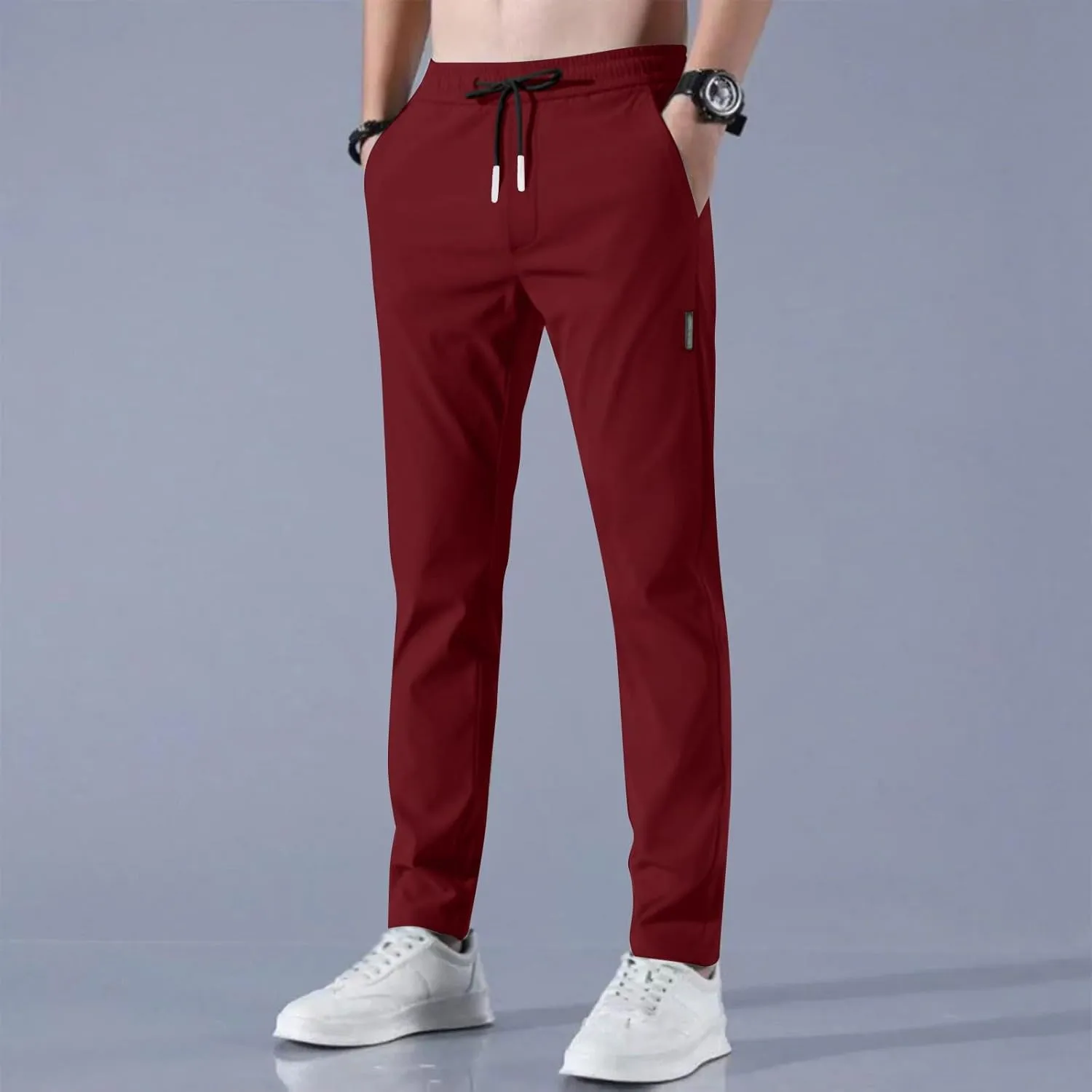2025 Mens Stretch Pants Summer Thin Business Casual Breathable Straight Leg Tracksuit Pants