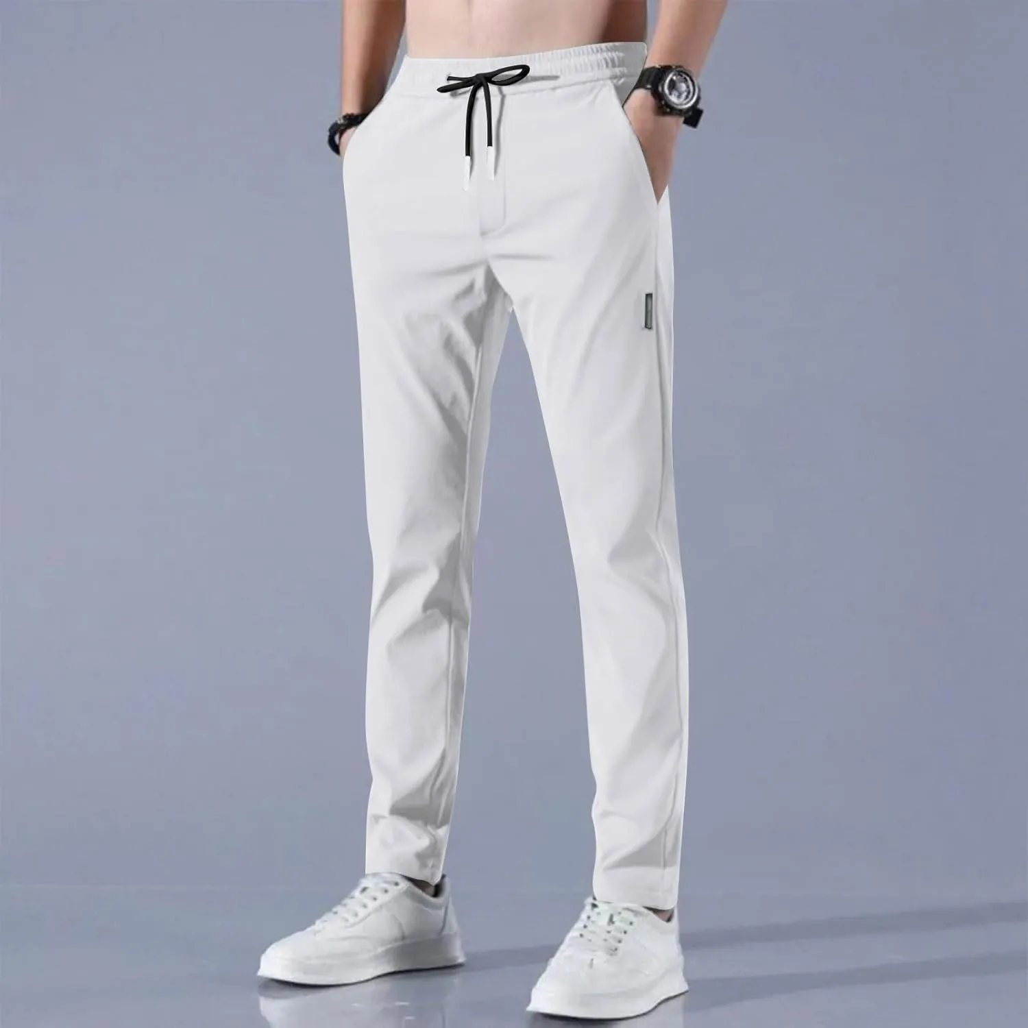 2025 Mens Stretch Pants Summer Thin Business Casual Breathable Straight Leg Tracksuit Pants