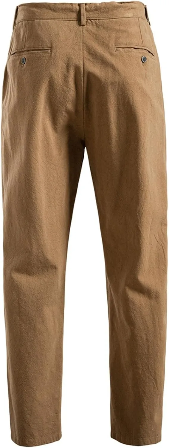 2025 Men's Summer Drawstring Casual Pants Breathable Cotton Linen Pants