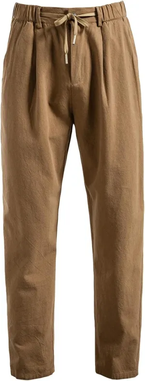 2025 Men's Summer Drawstring Casual Pants Breathable Cotton Linen Pants