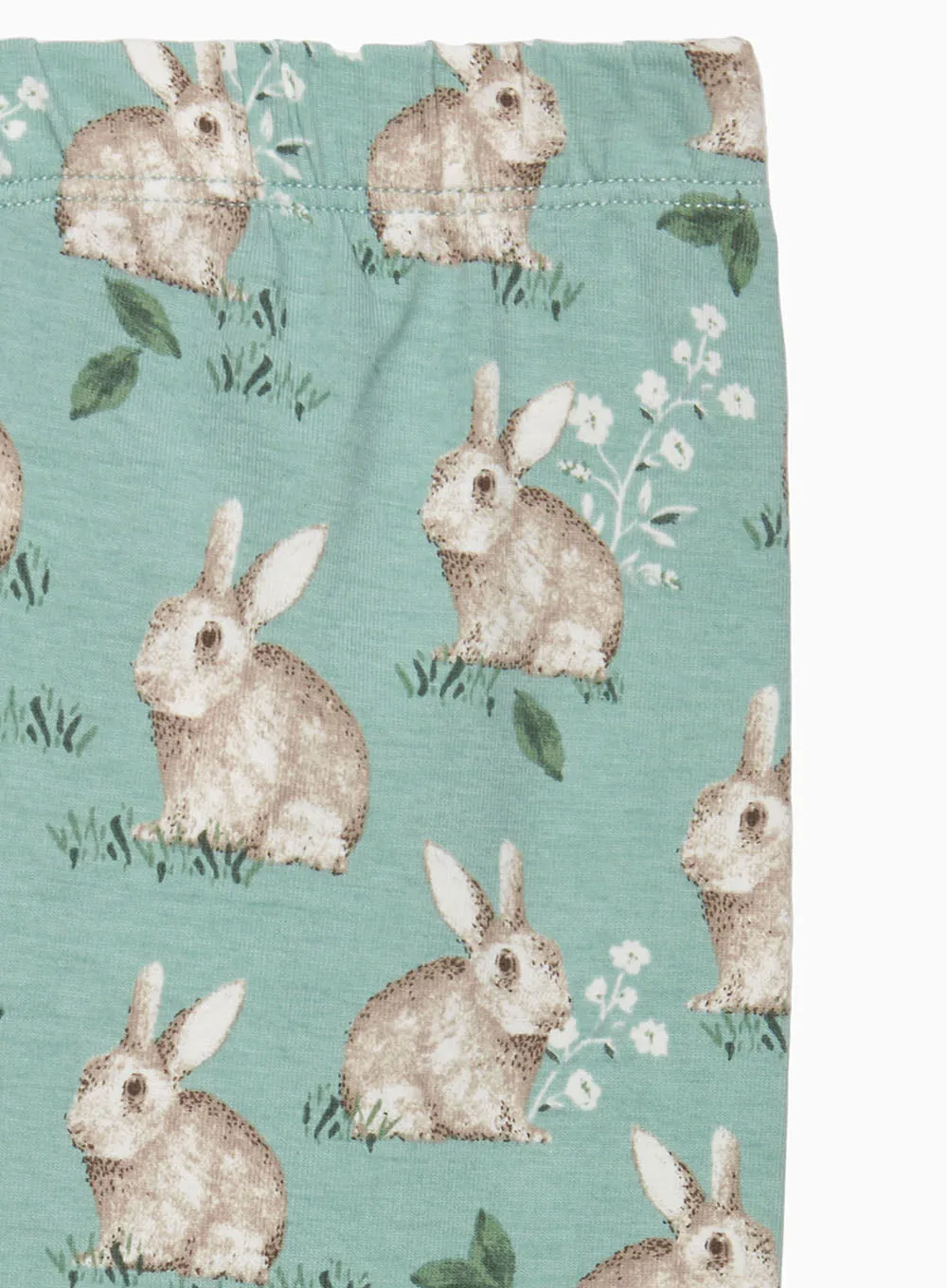 Baby Jersey Leggings in Pale Green Bunny