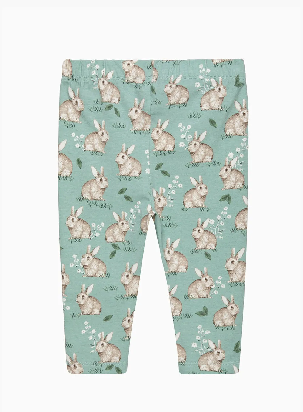 Baby Jersey Leggings in Pale Green Bunny