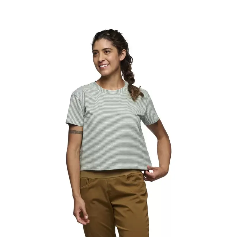 Black Diamond Stripe Crop Short Sleeve  T - Women's