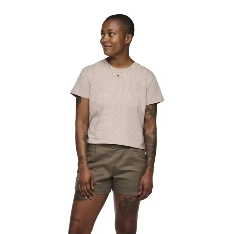 Black Diamond Stripe Crop Short Sleeve  T - Women's