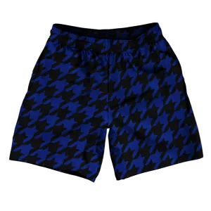 Blue Royal And Black Houndstooth Athletic Running Fitness Exercise Shorts 7" Inseam Shorts Made In USA