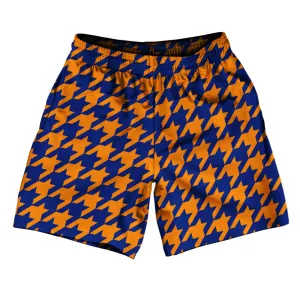 Blue Royal And Tennessee Orange Houndstooth Athletic Running Fitness Exercise Shorts 7" Inseam Shorts Made In USA