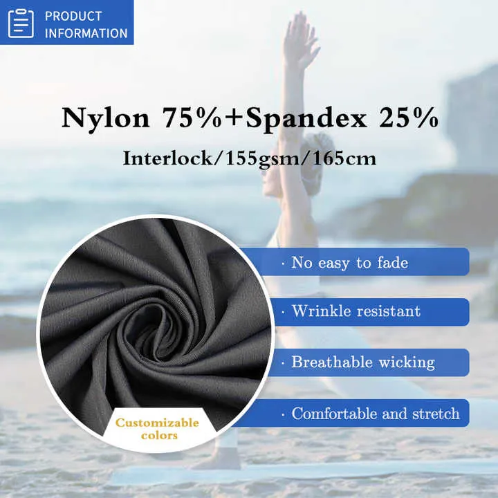 Full Dull Yoga Elastane Fabric Plain Eco-نسيج إيلاستان