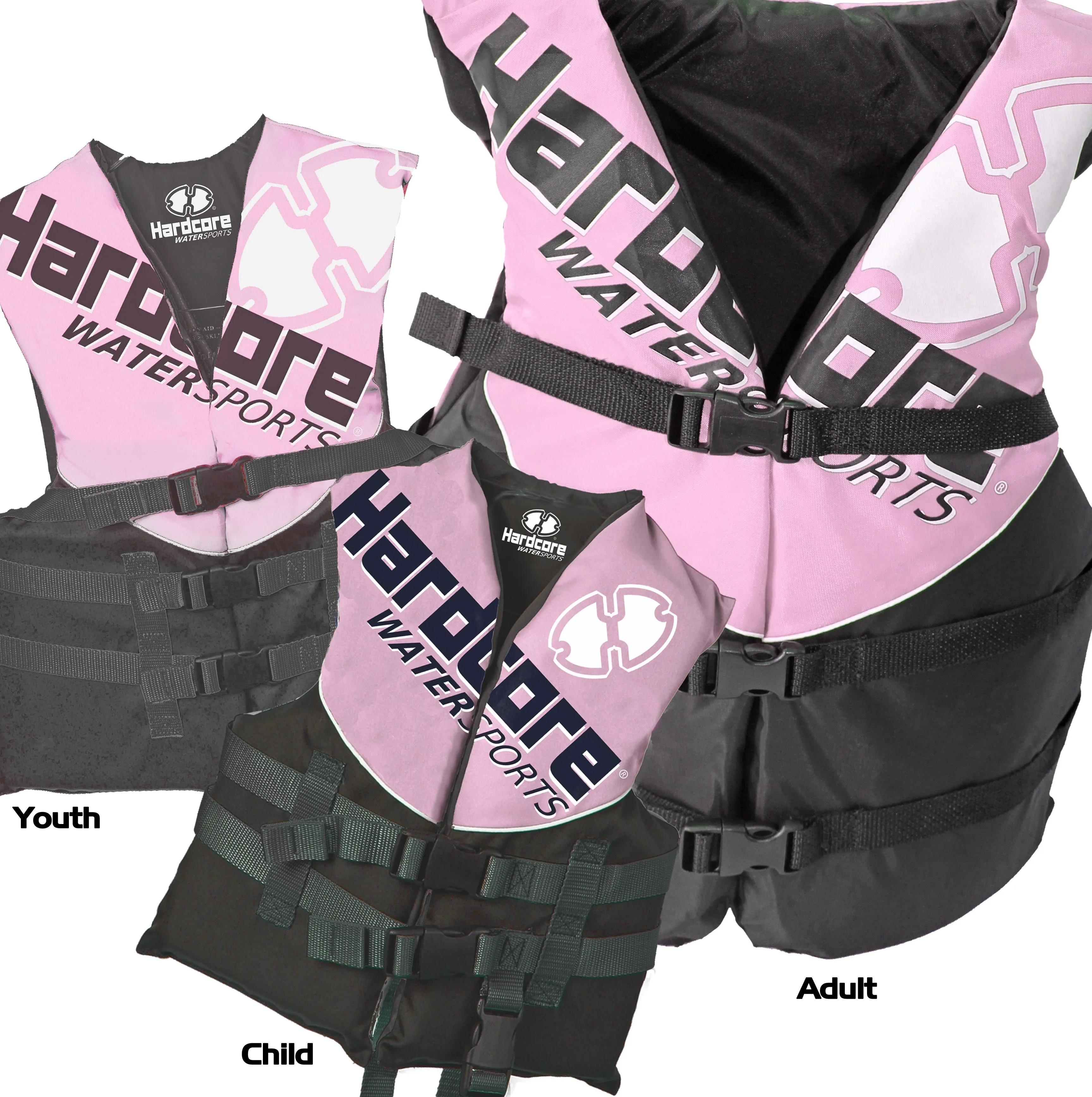 Hardcore Coast Guard type III PFD for youth child teen adult; Life vest flotation device; life jacket paddle vest for big kids, Jet ski, wakeboard, hardshell kayak life jacket