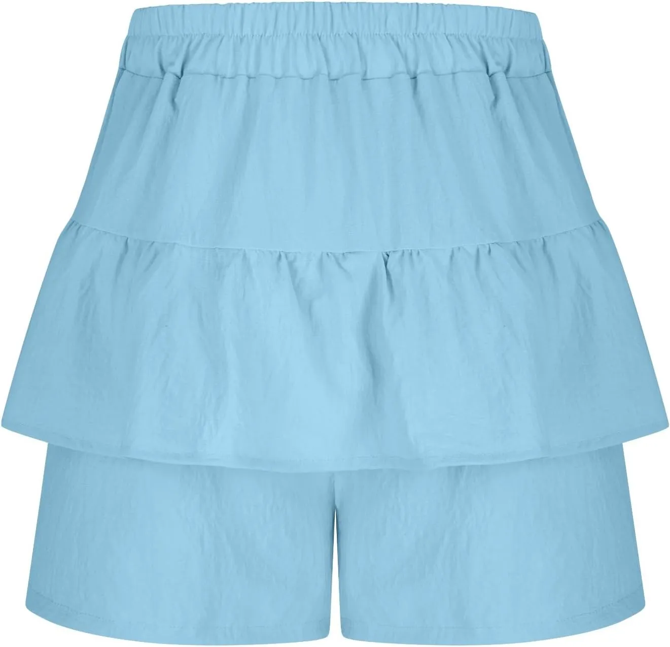 High-Waisted Skirt Shorts for Women Stylish Tummy Control Layered Shirt for Summer Beach Solid Plus Size Casual Short