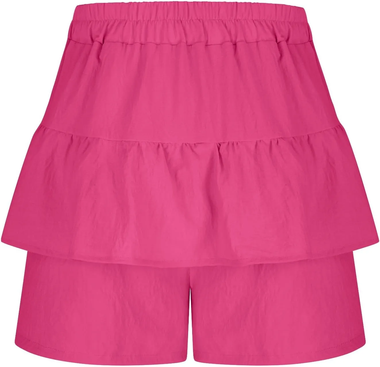 High-Waisted Skirt Shorts for Women Stylish Tummy Control Layered Shirt for Summer Beach Solid Plus Size Casual Short