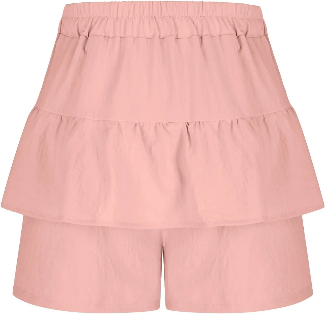 High-Waisted Skirt Shorts for Women Stylish Tummy Control Layered Shirt for Summer Beach Solid Plus Size Casual Short