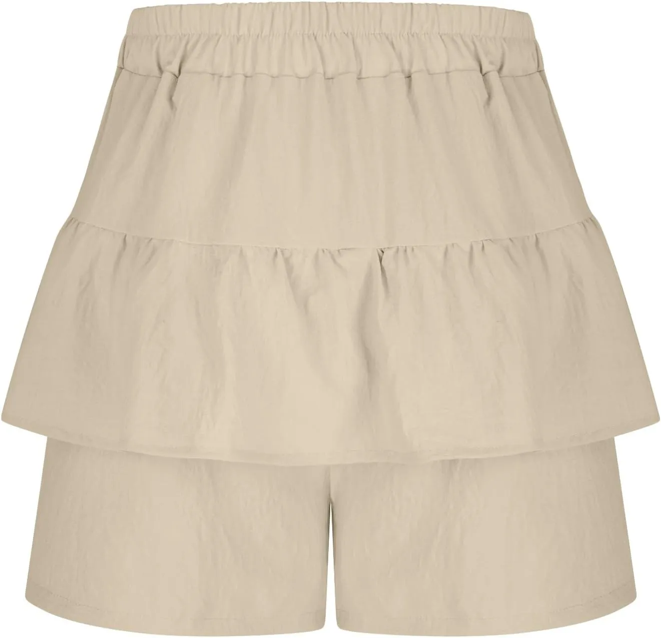 High-Waisted Skirt Shorts for Women Stylish Tummy Control Layered Shirt for Summer Beach Solid Plus Size Casual Short