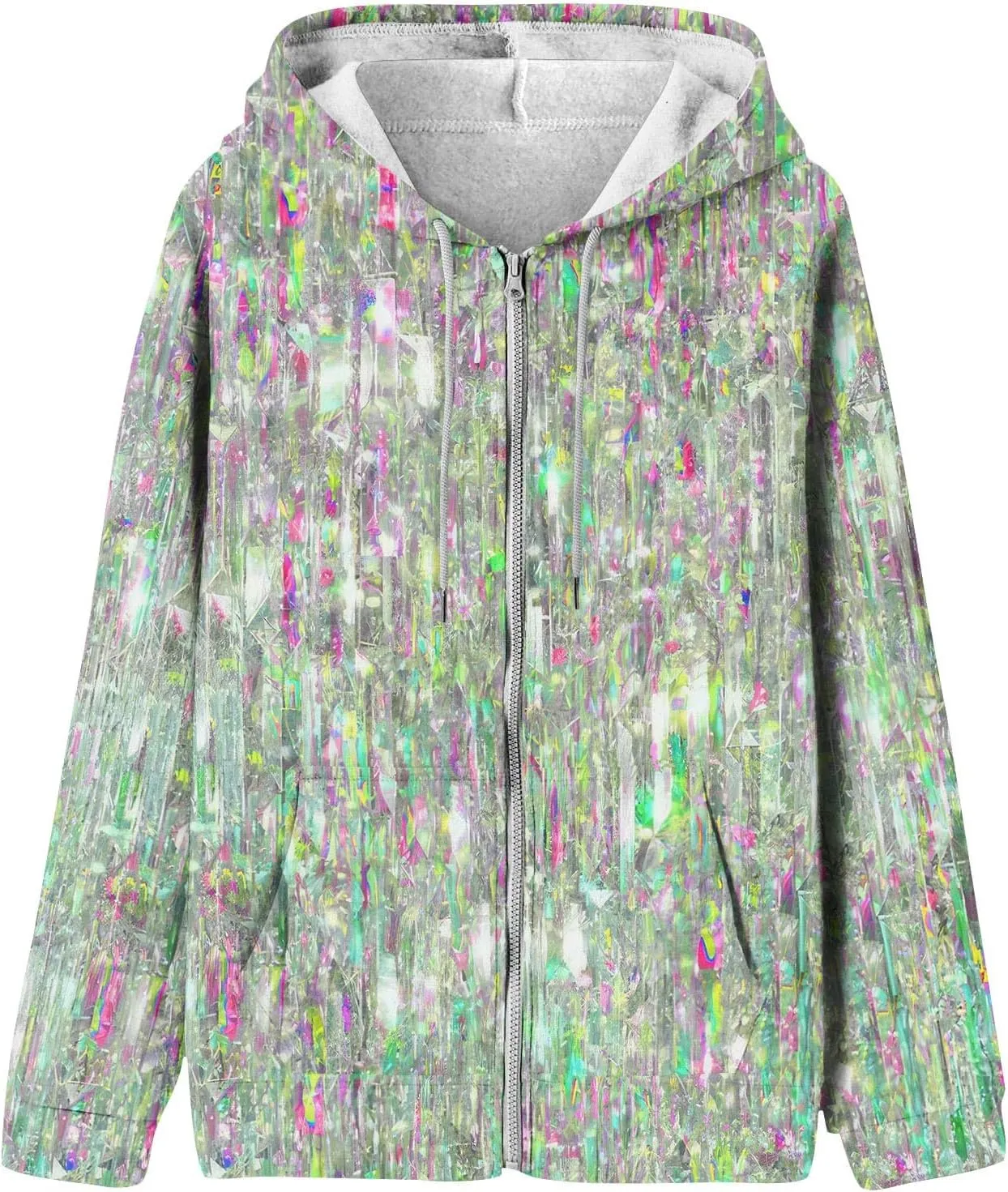 Hoodies for Women Stylish Zip Up Hoodie Long Sleeve Print Sweatshirts Casual Fashion Jackets with Pocket Fall Outfits