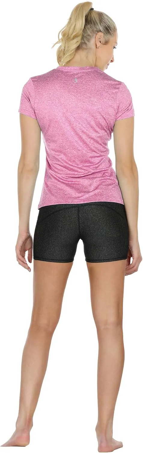 icyzone Workout Shirts Yoga Tops Activewear V-Neck T-Shirts for Women Running Fitness Sports Short Sleeve Tees