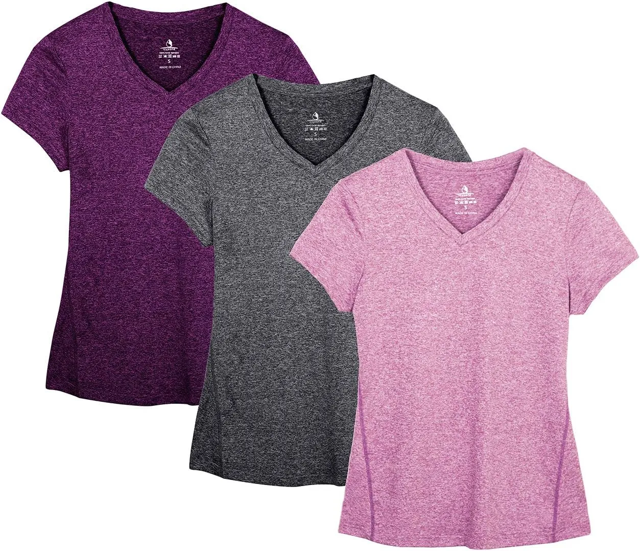 icyzone Workout Shirts Yoga Tops Activewear V-Neck T-Shirts for Women Running Fitness Sports Short Sleeve Tees