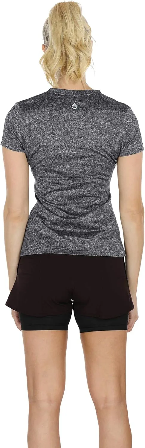 icyzone Workout Shirts Yoga Tops Activewear V-Neck T-Shirts for Women Running Fitness Sports Short Sleeve Tees