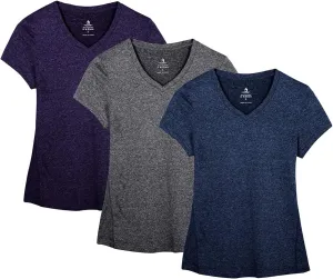 icyzone Workout Shirts Yoga Tops Activewear V-Neck T-Shirts for Women Running Fitness Sports Short Sleeve Tees