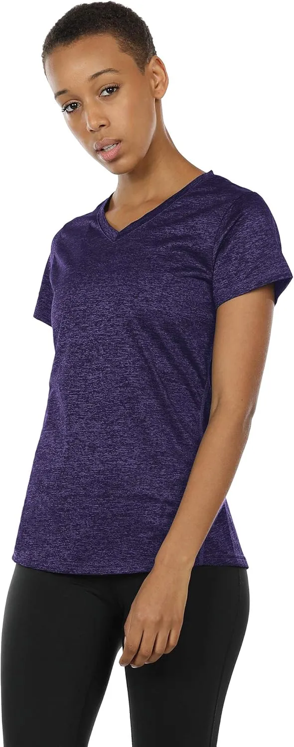 icyzone Workout Shirts Yoga Tops Activewear V-Neck T-Shirts for Women Running Fitness Sports Short Sleeve Tees