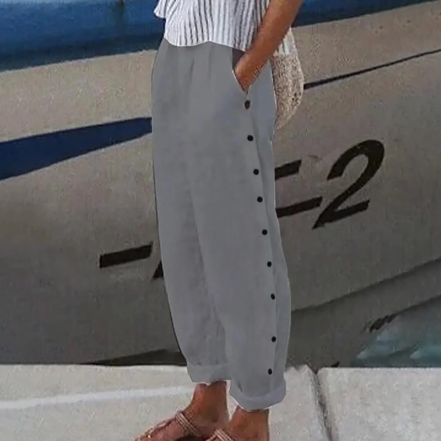 Linen Pants for Women, Peasant Pants Casual Straight Leg Linen Breathable Lounge