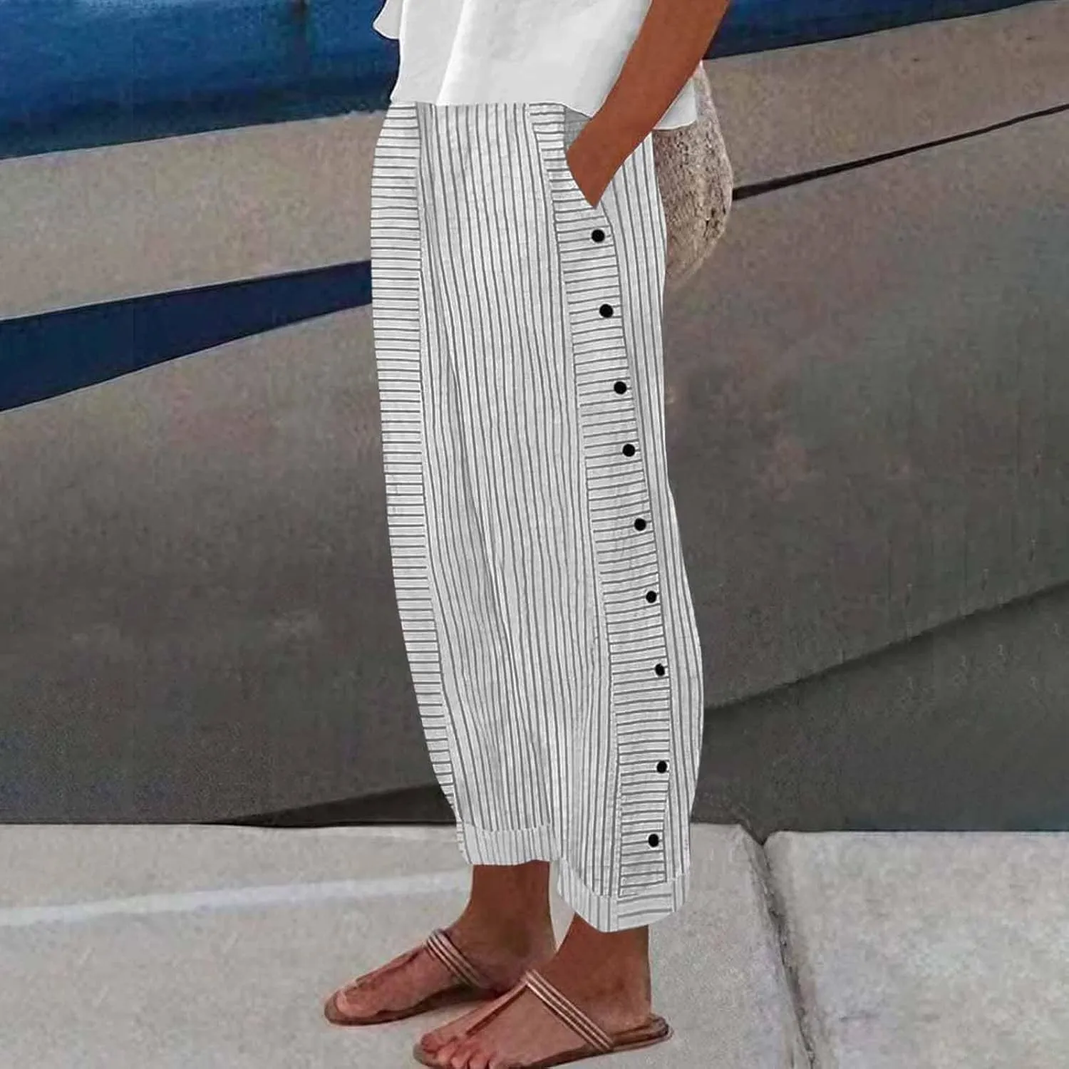 Linen Pants for Women, Peasant Pants Casual Straight Leg Linen Breathable Lounge