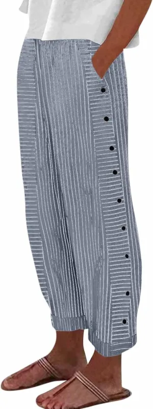 Linen Pants for Women, Peasant Pants Casual Straight Leg Linen Breathable Lounge