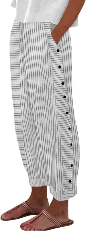 Linen Pants for Women, Peasant Pants Casual Straight Leg Linen Breathable Lounge