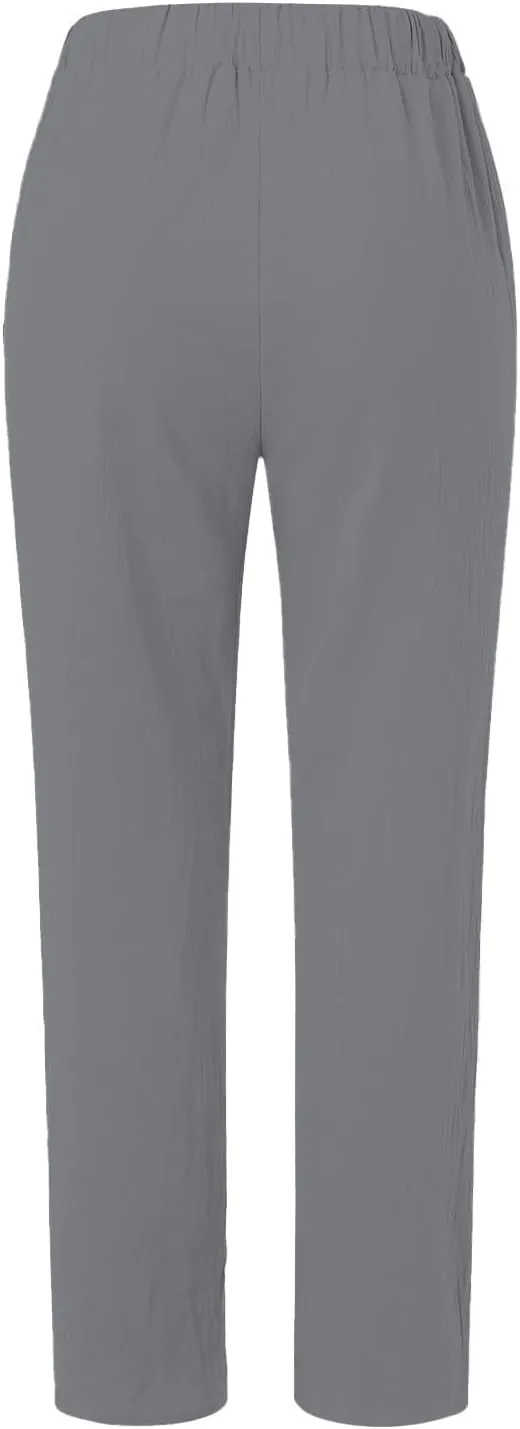 Linen Pants for Women, Peasant Pants Casual Straight Leg Linen Breathable Lounge