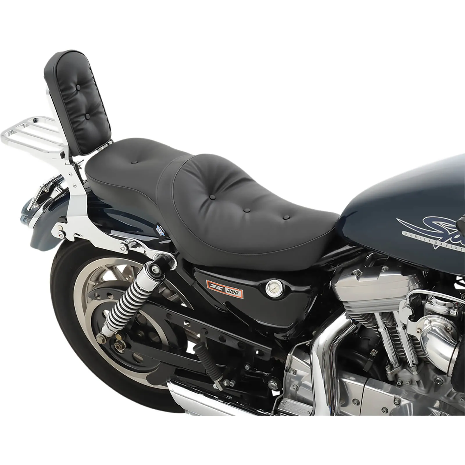 Low Profile Double Bucket 2-Up Pillow Seat - 1982-2003 Harley-Davidson Sportster XL