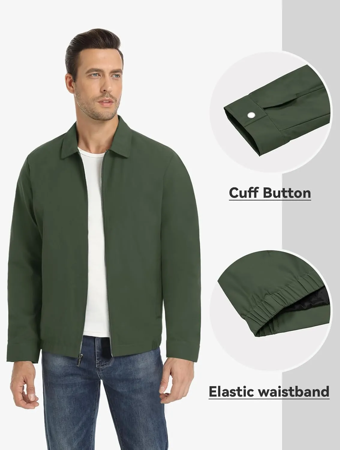 MAGNIVIT Men's Lightweight Jackets Light Windbreaker Full Zip Up Stylish Golf Coat Business Work Casual Dress