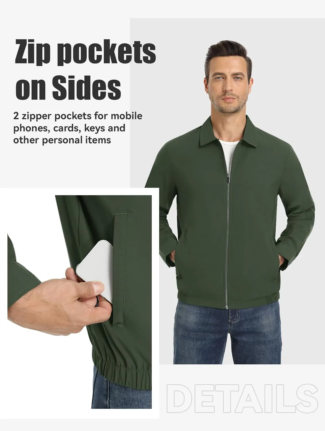 MAGNIVIT Men's Lightweight Jackets Light Windbreaker Full Zip Up Stylish Golf Coat Business Work Casual Dress