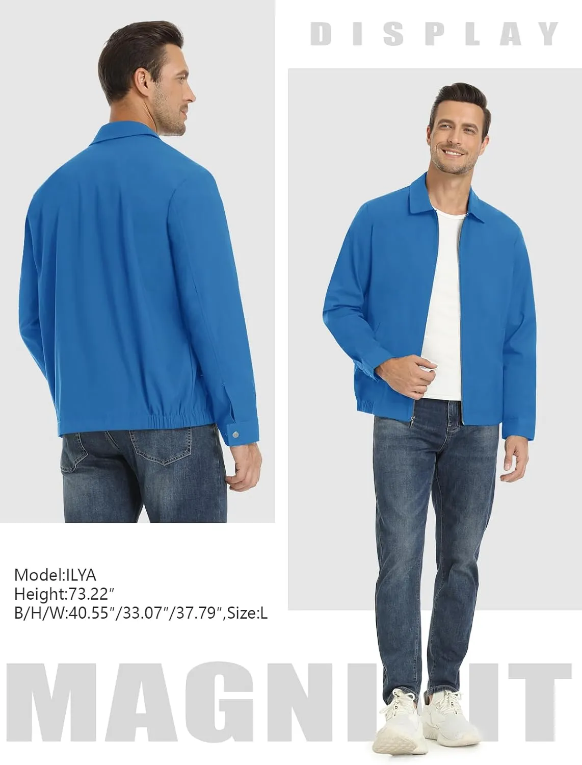 MAGNIVIT Men's Lightweight Jackets Light Windbreaker Full Zip Up Stylish Golf Coat Business Work Casual Dress
