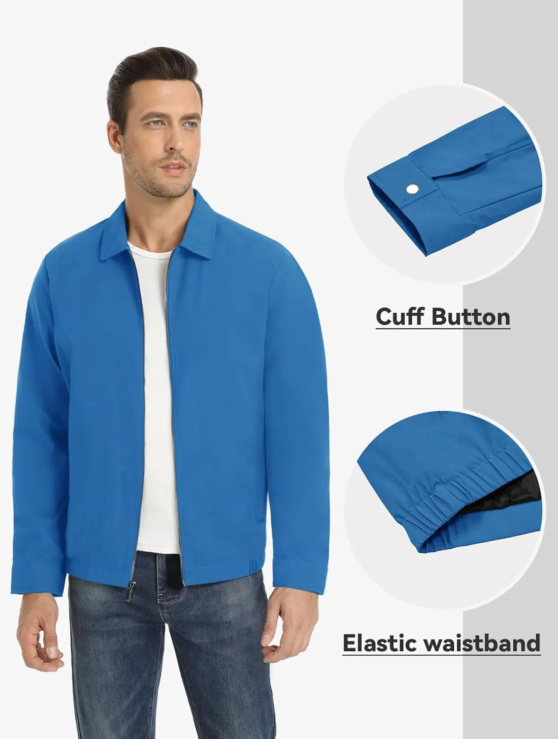 MAGNIVIT Men's Lightweight Jackets Light Windbreaker Full Zip Up Stylish Golf Coat Business Work Casual Dress