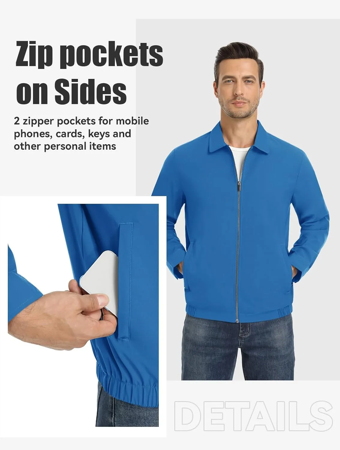 MAGNIVIT Men's Lightweight Jackets Light Windbreaker Full Zip Up Stylish Golf Coat Business Work Casual Dress