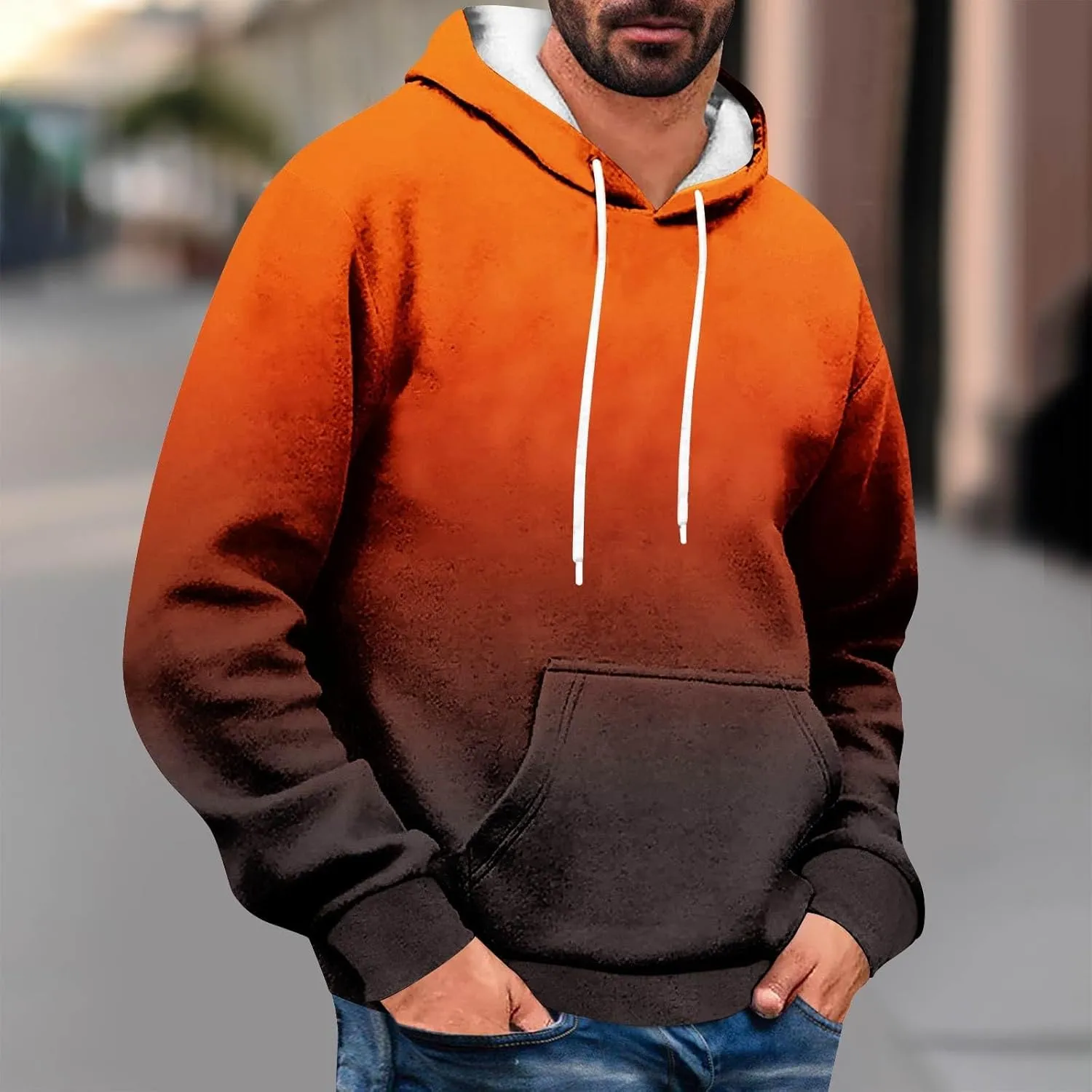 Men Sweatshirt Running Soft Outerwear Long Sleeve Lightweight Drawstring Hoodies Stylish Casual Athletic Sweatshirt