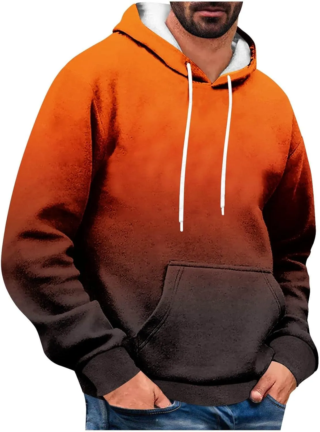 Men Sweatshirt Running Soft Outerwear Long Sleeve Lightweight Drawstring Hoodies Stylish Casual Athletic Sweatshirt