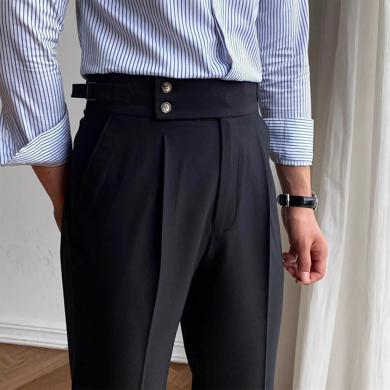 Men's Business Straight Leg Stylish Pants Solid Casual Regular Fit Trousers High Waist Comfort Outdoor Sweatpants
