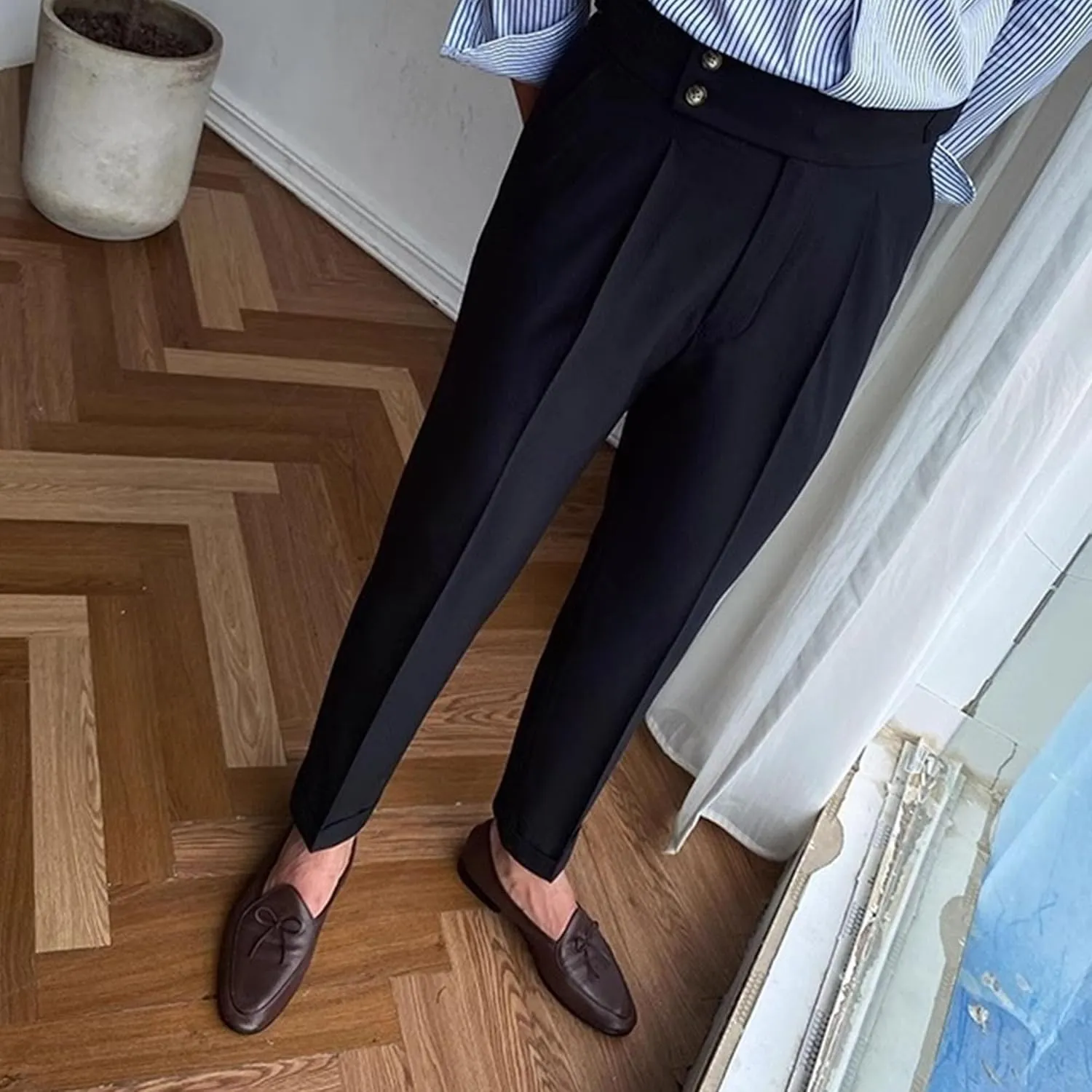 Men's Business Straight Leg Stylish Pants Solid Casual Regular Fit Trousers High Waist Comfort Outdoor Sweatpants