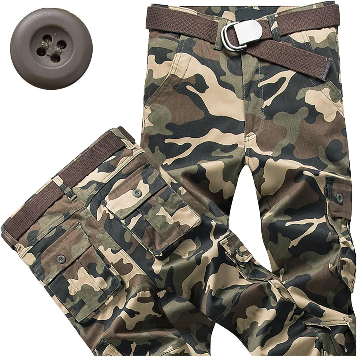 Men's Camo Cargo Pants Trousers Hiking Pants 8 Pocket Plain Comfort Breathable Outdoor Daily Work Pants for Hiking