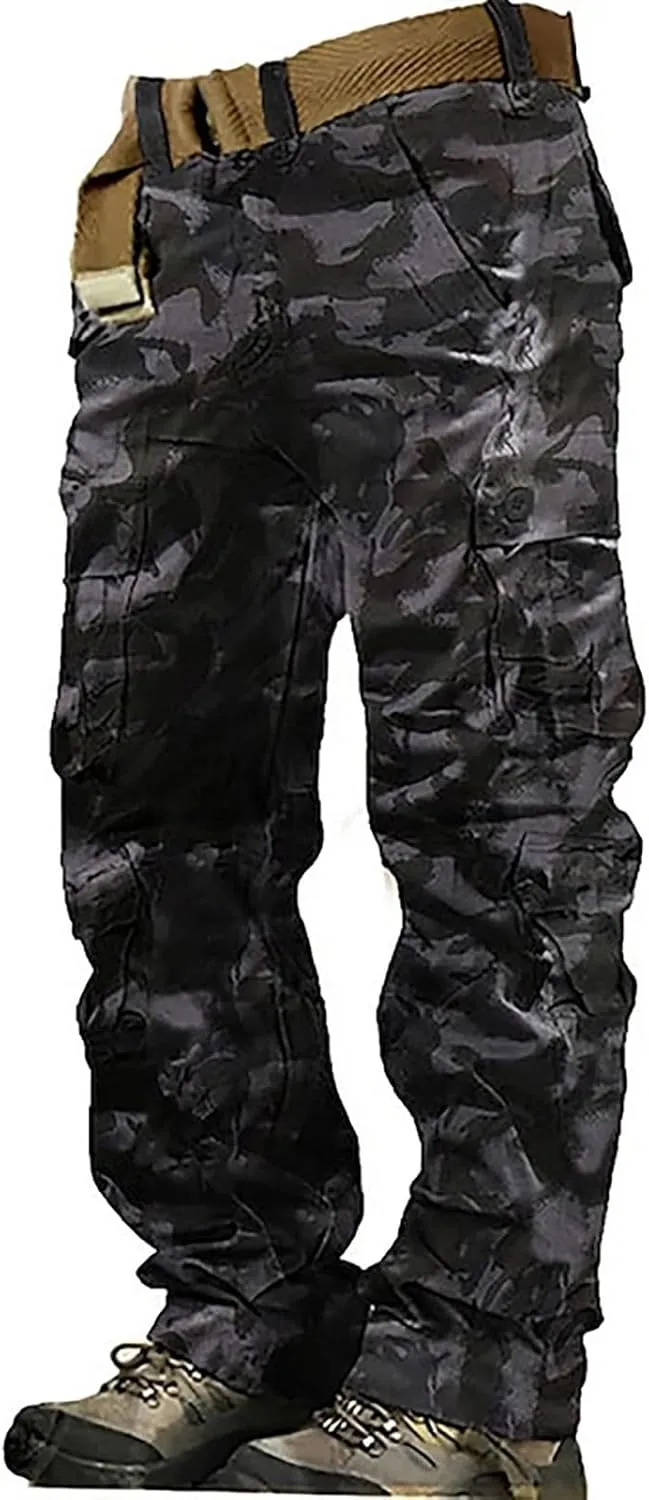 Men's Camo Cargo Pants Trousers Hiking Pants 8 Pocket Plain Comfort Breathable Outdoor Daily Work Pants for Hiking