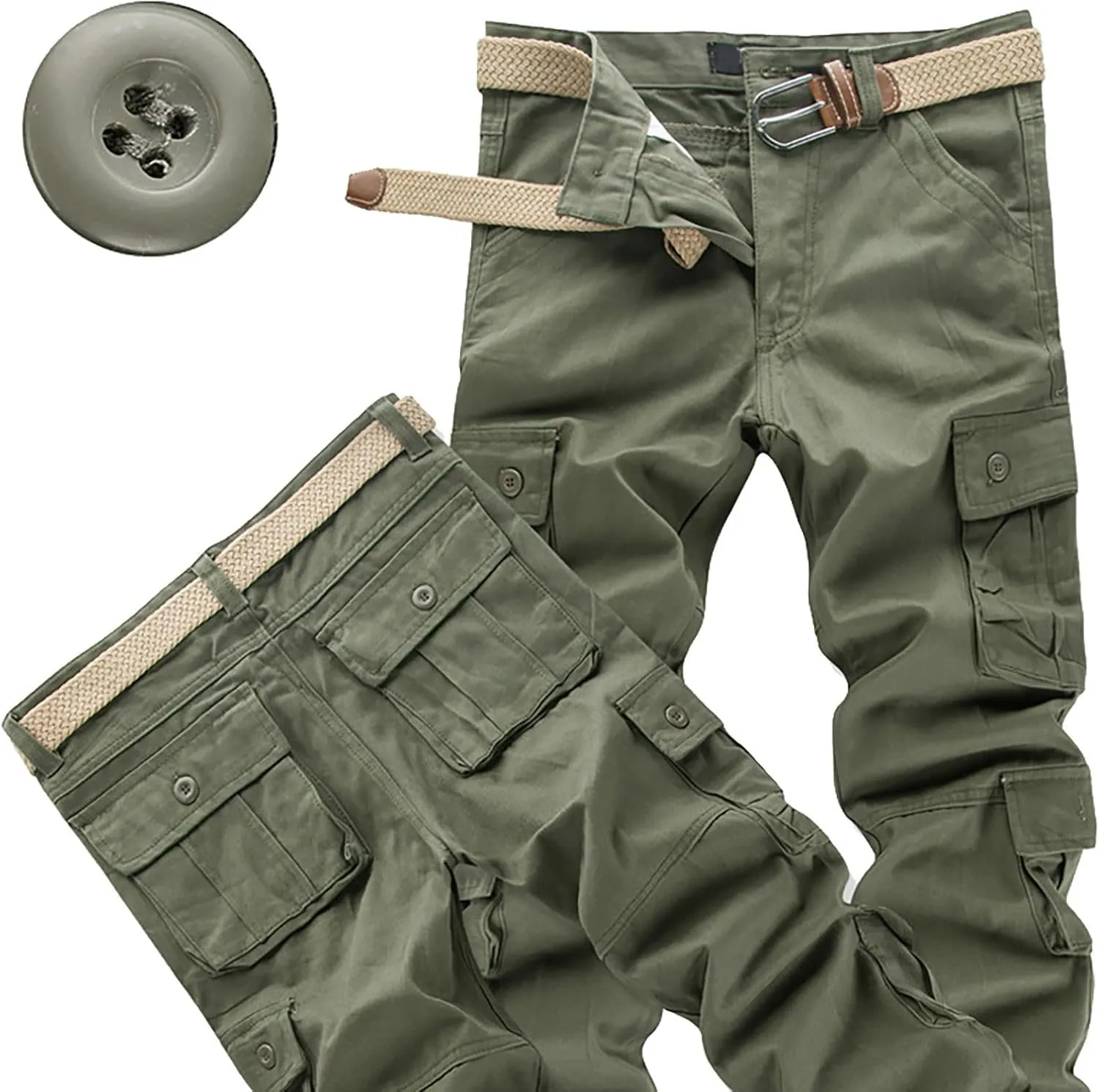 Men's Camo Cargo Pants Trousers Hiking Pants 8 Pocket Plain Comfort Breathable Outdoor Daily Work Pants for Hiking
