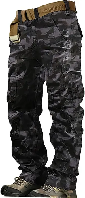 Men's Camo Cargo Pants Trousers Hiking Pants 8 Pocket Plain Comfort Breathable Outdoor Daily Work Pants for Hiking