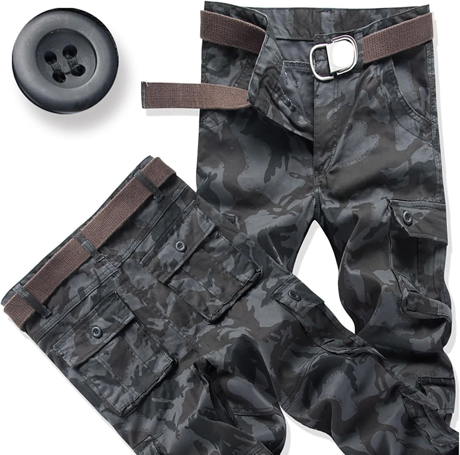 Men's Camo Cargo Pants Trousers Hiking Pants 8 Pocket Plain Comfort Breathable Outdoor Daily Work Pants for Hiking