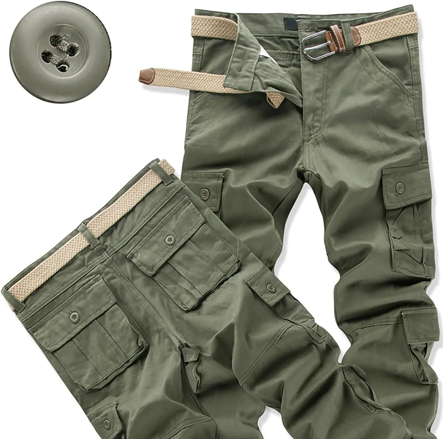 Men's Camo Cargo Pants Trousers Hiking Pants 8 Pocket Plain Comfort Breathable Outdoor Daily Work Pants for Hiking