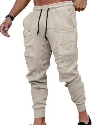 Men's Cargo Jogging Pants Breathable Slim Tapered Workout Sweatpants Drawstring with Pockets for Work Active
